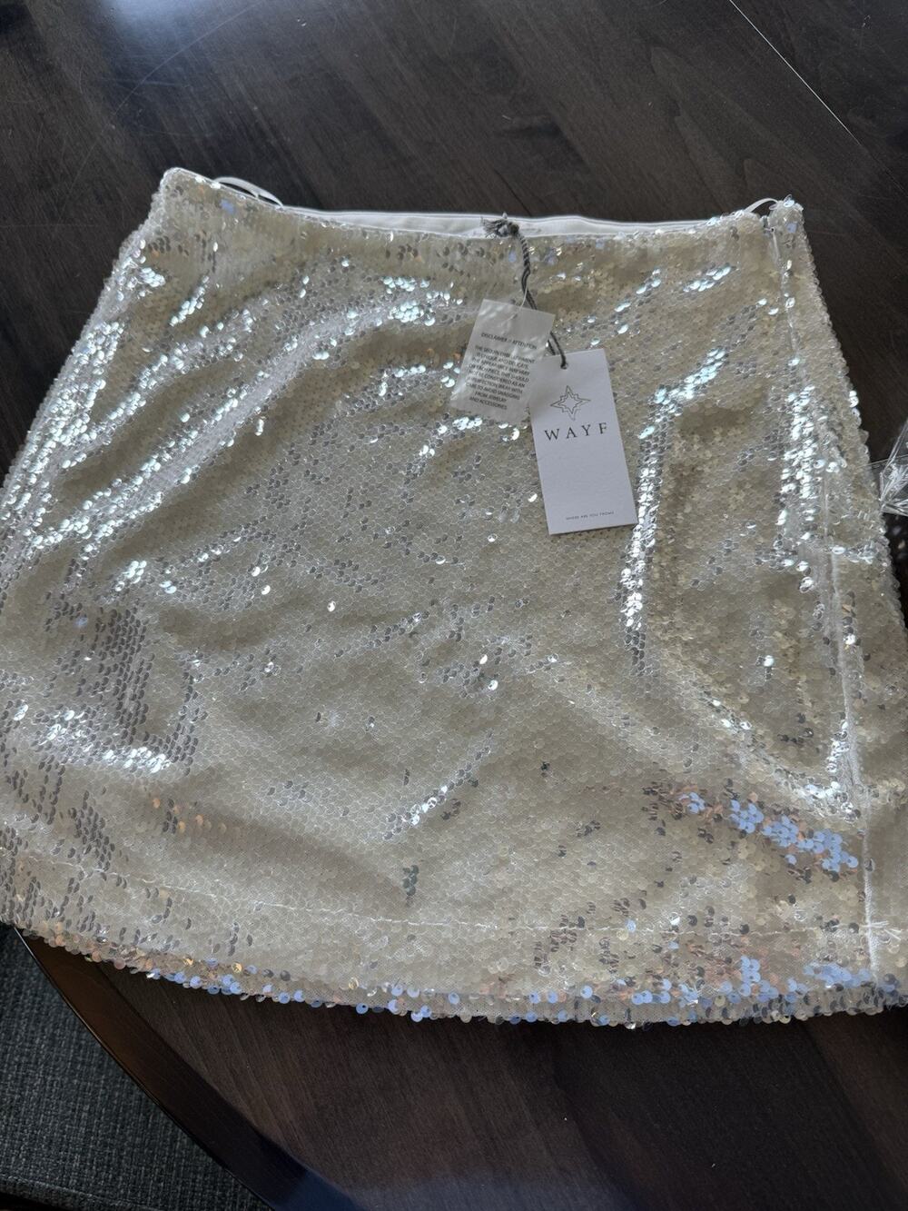 WAYF Silver Sequined Mini Skirt Size Small NWT Party Rave New Years Clubbing